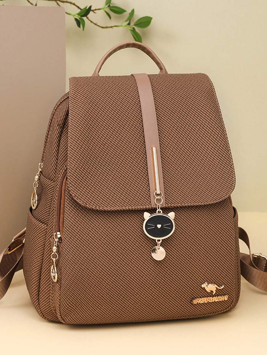 Women's Soft Leather Backpack, High Capacity Female Casual Travel Backpack - Brown - View 1