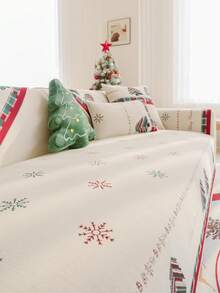 1PC Christmas Style Sofa Cover, Soft Comfortable Skin-Friendly, Can Be Spread Or Covered, Machine Washable And Hand Washable, Pet Furniture Protector Sofa Cover, Suitable For All Seasons, Holiday And Daily Use For 2/3/4 Seat Sofa (Multiple Sizes Available) Autumn Decor, Room Decor, Back To School, School Supplies, - Beige - View 5