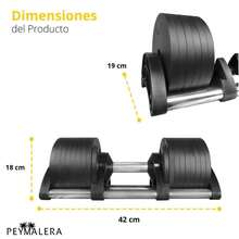 PEYMALERA 24 Kg Kit Mancuerna Ajustable Automática Acero Gym Pesas Negro - Negro - Ver 3