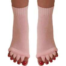 Women Toe Separator Socks Toeless Foot Alignment Socks For Yoga GYassage Pain Relief Improves Circulation Stretchy,28194485 - Hồng - Xem 1