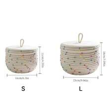 1pc/2pcs Dotted Rope Woven Storage Basket With Lid, Desktop Organizer Box, Key And Miscellaneous Items Storage Box, Home Decor - Multicolor - View 7