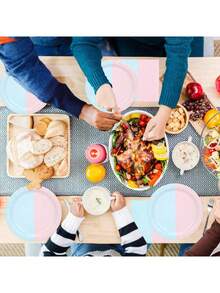 10pcs/20pcs/50pcs/80pcs Pink&Blue Party Plates Set Disposable Paper Plates 9 & 7 Inch Dinner Dessert Paper Napkins Drinking Cups Tableware Set For Gender Reveal Baby Shower Birthday Party Supplies - Multicolor - View 6