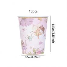 10pcs/20pcs/60pcs,Pink Flower Fairy Party Cup, 9oz Disposable Paper Cup For Magical Fairy Theme Birthday Party Decoration, Celebration, Gender Reveal, Anniversary Party Paper Cup Supplies - 彩色 - 查看 7