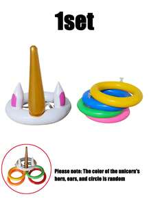 4/2/1 Set - Unicorn Theme Party Game, Inflatable Ring Toss Game Set (Unicorn & Rings), Party Game Gift, Party Decor, Adult Team Building Game, Teamwork Activity, Happy New Year 2026 Party Set