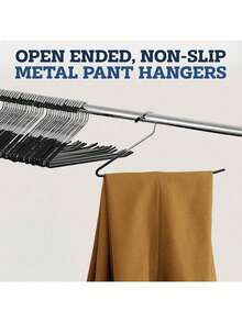 20个/10个/5个装防滑裤架 - 耐用防锈金属衣架，适用于裤子 - 节省空间的开口式衣架，加厚纤细防滑裤架套装，适用于衣柜整理、最大化利用空间、小户型公寓、宿舍、零售展示、洗衣房和旅行，多功能开口设计方便穿脱，节省空间，适用于外套、裙子、裤子，可用于季节性衣柜更新、秋冬季假日衣橱、感恩节和圣诞节礼物准备，防滑握柄，防锈处理，可堆叠悬挂，增加衣柜容量并提高服装可见度，光滑边缘防止勾丝，是礼品包装和搬家的理想之选，精品店风格的整齐收纳，实用家居收纳升级