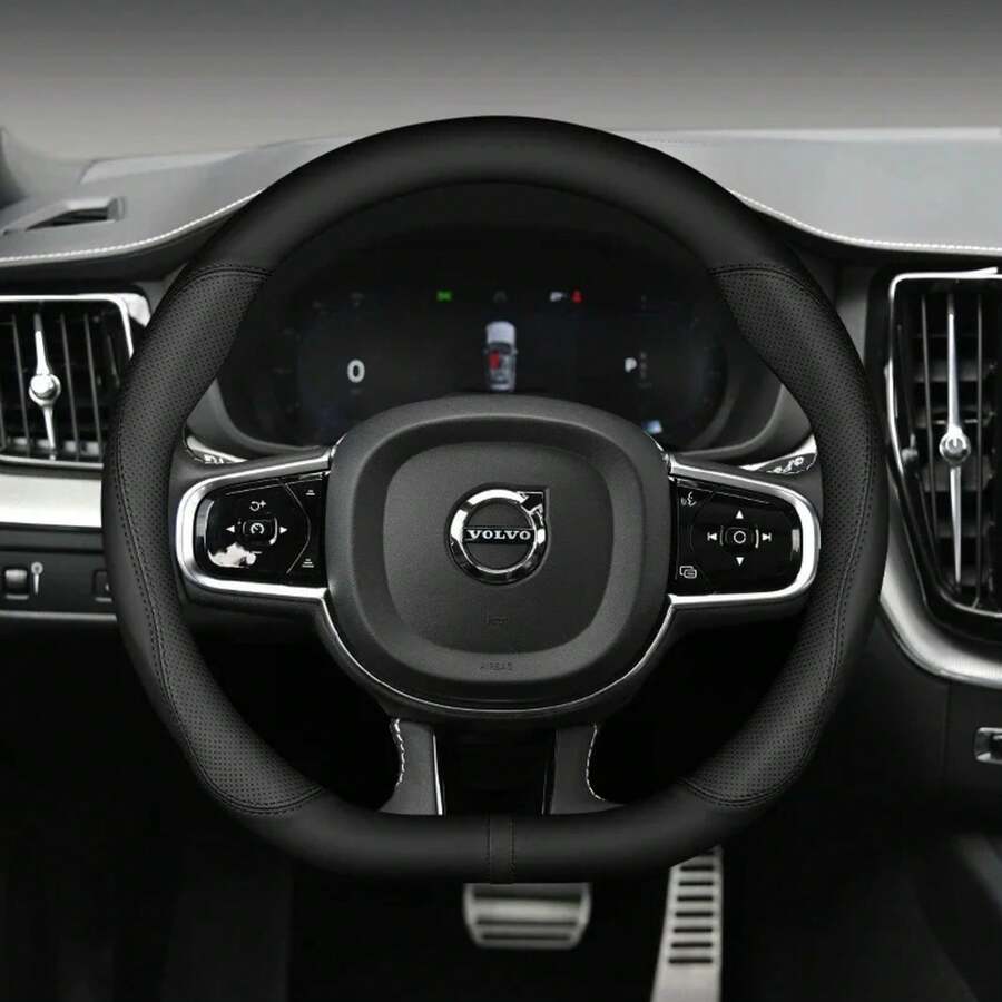 Para accesorios interiores de coche Volvo XC90 XC60 XC40 V90 V50 V40 S60 S90, funda de volante de coche de cuero de fibra de carbono - Una burbuja - Ver 1