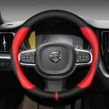 Para accesorios interiores de coche Volvo XC90 XC60 XC40 V90  V50 V40 S60 S90, funda de volante de coche de cuero de fibra de carbono - Una burbuja - Ver 6
