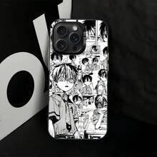 Estuche de Teléfono con Diseño Anime Hanako, Compatible para 16 Pro, 16 Pro, 16 Plus, 15 Pro, 15 Pro, 15 Plus, 15, 14 Pro, 14 Pro, 14, 13 Pro, 13 Pro, 13, 12 Pro, 12 Pro, 12, 11 Pro, 11 Pro, 11 - Carcasa Protectora Completa y Dura para Parejas - Negro - Ver 2