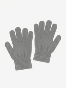 2pcs/Set Unisex Fashion Simple Versatile Cable Knit Beanie Hat & Full Finger Gloves Set, Autumn/Winter Warm Outfit, Suitable For Daily Casual Wear And As Gifts Winter Clothing - Grey - View 6