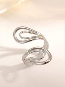 1pc Stainless Steel Fashion Rings, Suitable For Women's Daily Wear - Silver - View 8