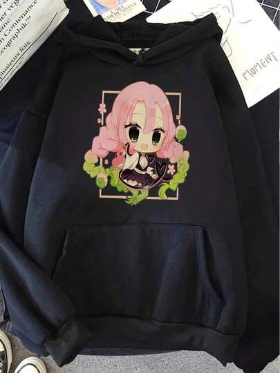 Men's Pink Anime Graphic Hoodie - Casual And Comfortable, High Quality, Long Sleeves, Drawstring Hood, Ideal For Outdoor Sports And Running, Playful Design Leisure Hoodie, Comfortable Fit Hoodie, Japanese Manga Hoodie, Custom Casual Printed Hoodies For Men And Women With Pockets, Warm And Comfortable Long-Sleeved Cotton Hoodies For Autumn And Winter, Black Hoodies With Japanese Anime Patterns, Urban Style Hoodies For Parties/Christmas/New Year, Couples Hoodies, Matching Style Hoodies For Men And Women For Parties/Christmas/New Year.