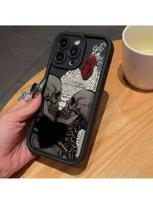 Funda de Teléfono con Patrón de Calavera Vintage, Protector de Teléfono Decorativo de TPU a Prueba de Golpes, Accesorios de Moda para Teléfonos Compatibles con la Serie  7 11 12 13 14 15, Funda Protectora para Celular, Smartphone Negro Funda para smartphone con diseños variados - Negro - Ver 5