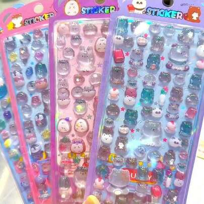 1 miếng dán 3D nổi hình động vật Nhật Bản/Sushi/Ramen/Chuột lang nước/Heo con/Bánh ngọt, thích hợp để trang trí ốp điện thoại, laptop, sổ tay và đồ thủ công DIY. Miếng dán trang trí ốp điện thoại 3D nổi, vật liệu trang trí album quảng cáo hoạt hình, trang trí hành lý của bạn, phiên bản trong suốt, di động với họa tiết động vật sáng bóng.