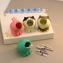 1 pieza Caja de almacenamiento de herramientas de arte de uñas y maquillaje con diseño lindo + 1 pieza Juego de soporte para bolígrafos de arte de uñas de forma gratuita, soporte de bolígrafos de 5 compartimentos, proporciona otra forma de almacenar herramientas de maquillaje, adecuado para almacenar lápices de cejas, lápices labiales, cortaúñas, brochas de maquillaje y otros artículos pequeños. Una excelente opción de regalo para Navidad, San Valentín, Día del Niño y Día de la Mujer.