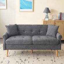 Modern Design, Upholstered Furniture, Chenille Fabric, Double Sofa, Cushioned Sofa, Sofa With Thick Cushions, Suitable For Living Room, Bedroom, Apartment, Etc. Video Available. - Grey - View 13