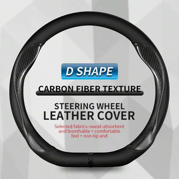 Para accesorios interiores de coche Volvo XC90 XC60 XC40 V90  V50 V40 S60 S90, funda de volante de coche de cuero de fibra de carbono - Grano de carbono D - Añade 13