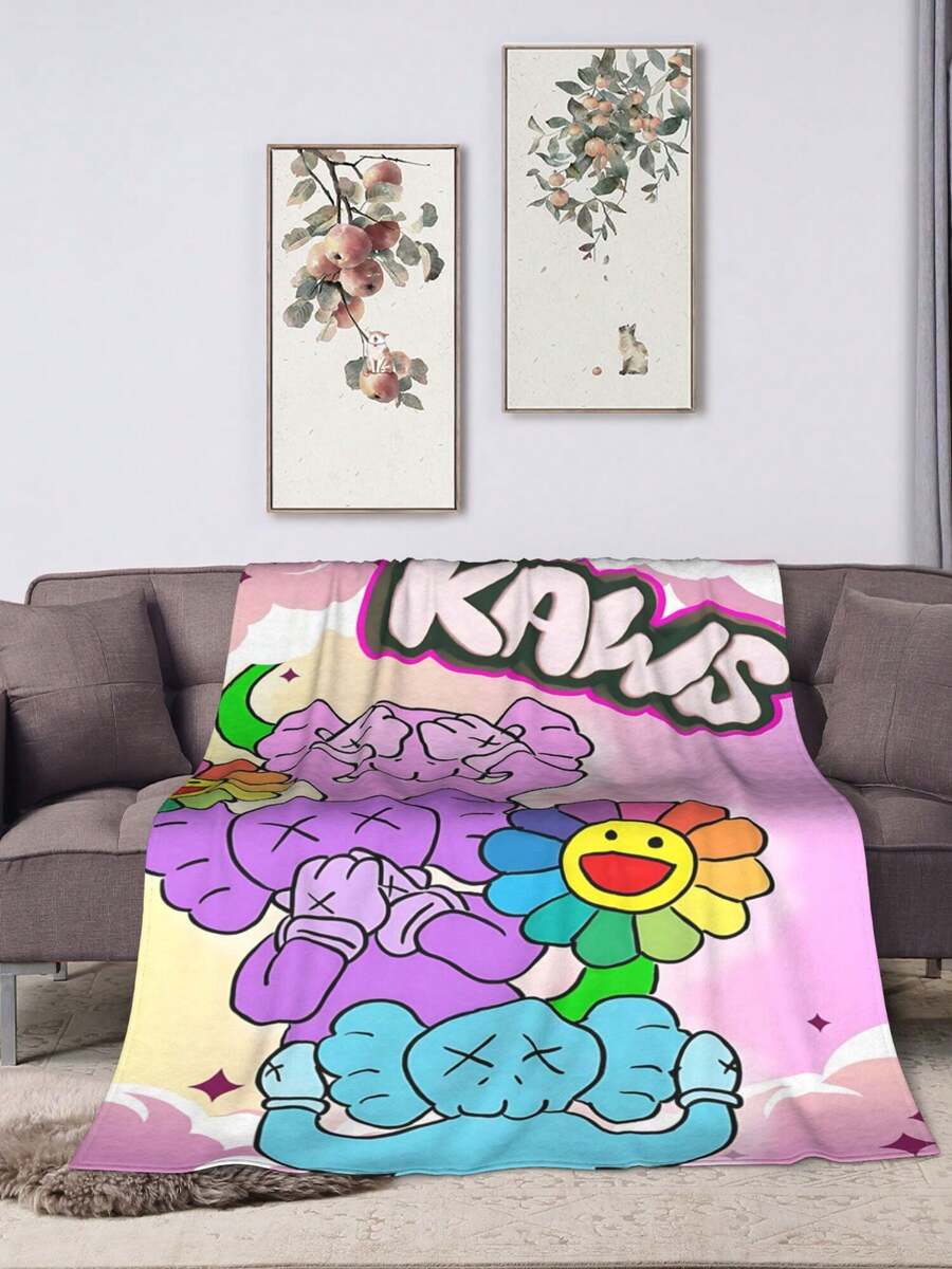 Kawss Kawaii Kaw Blanket Anime Snuggle Blanket - Ultra Soft Flannel Throw, The Perfect Gift For Fans For Christmas & Birthday, For Home Use, Camping And Travel Adventures - 黑色 - 查看 1