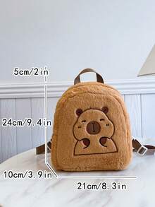 1个大容量可爱水豚图案背包。活泼的学生背包，多口袋设计。时尚背包。背包、书包、双肩包、双肩包、双肩包、迷你背包、小背包、书包、男童背包、学生背包、双肩包、书包，适合女孩、女学生、男学生、女孩、男孩、男孩礼物、可爱背包、迷你背包、水豚背包、背包 - 棕色 - 查看 10