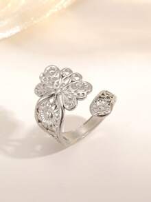 1pc Stainless Steel Fashion Rings, Suitable For Women's Daily Wear - Silver - View 7