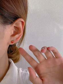 Cubic Zirconia Flower Design Stud Earrings Valentines,Mom,Mother,Mother's Day,Gift - Multicolor - View 7