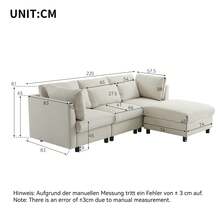 Modern Design, Upholstered Furniture, Sofa, Three-Seater Sofa, Living Room Sofa, Corner Sofa With Footstool, L-Shaped Corner Sofa, Video Available - 米色 - 查看 3