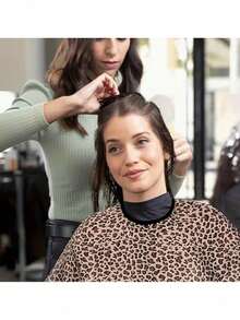 Adjustable Leopard Print Salon Hair Cutting Cape, Professional Hairdressing Accessory - Multicolor - View 3