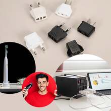 5 piezas Adaptador de enchufe de Europa a EE. UU., Adaptador de 2 tomas de la UE a enchufe de 2 clavijas de EE. UU., Cargador de viaje convertidor, 125V/250V 6A, Blanco - Tipo de Enchufe A USA (110-127V) - Ver 4