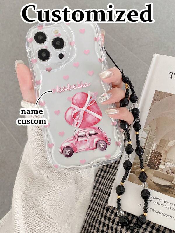 Customized Heart Painting, Cream Texture, Wavy Edge, Customized Letter, Thickened Anti-Drop Phone Protective Case Compatible With Iphone 17/17 Pro Max, 13/14/15, 16/11, Galaxy, 16 Pro Max, 13/11/12/14, 15/16 Plus, 16 Pro Max, 13/14/11/12, P11/P12 Soft Case, P14 Women, P11/P12 Anti-Drop Phone Protective Cover, XS/XR/7/8/P/8GES2