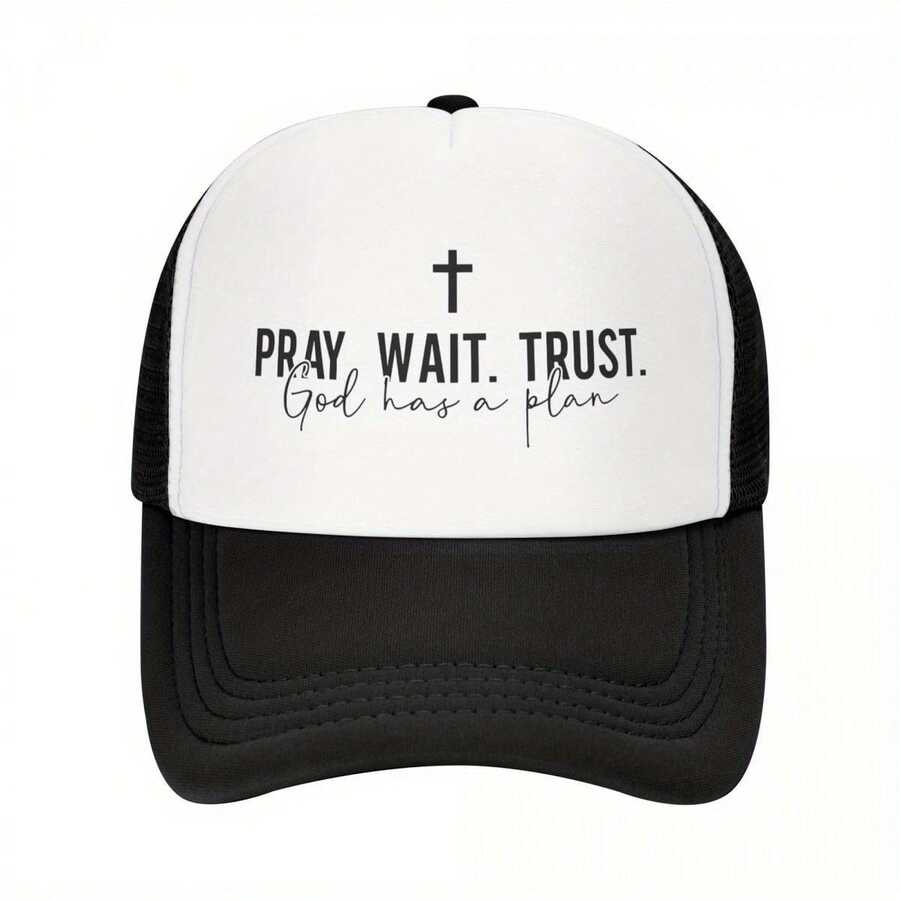 New 2025 Baseball Cap Fashion Prayer Waiting Trust Adjustable For Men And Women Adult Christian Jesus Quotes Outdoor Baseball Cap - màu đen - Xem 1