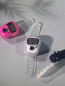 Finger-Worn Rhinestone Digital Counter, Convenient Drilling Design Hand-Press Counter, Suitable For Knitting, Praying (Tasbih), Exercise, Game Counting And Other Counting Purposes