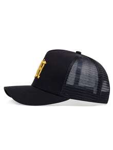 1pc Men's Gothic Letter Embroidered Baseball Mesh Cap - Black Gold - View 4