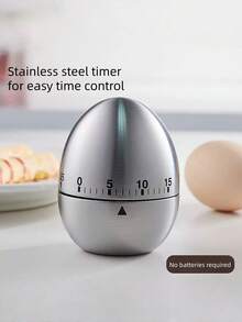 1pc Stainless Steel Apple/Egg Shaped Kitchen Timer, Loud Alarm, Battery-Free, Mechanical Egg/Apple Design Timer, 60-Minute Cooking Timer, Tabletop Baking Timer, Cute Shape Kitchen Timer For Cooking, Learning, Baking, Piano Practice