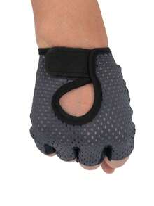 1 Pair Half Finger Breathable Polyester Fitness Gloves - Grey - View 6