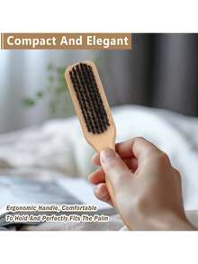 Unisex Boar Bristle Hair Brush - Fragrance-Free Professional Hairstyling Brush, Suitable For Thick/Thin Hair, Can Clean Ombre Hair And Trim, Create Smooth Hairstyles - Multicolor - View 5