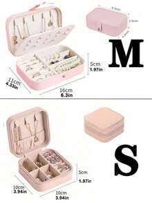 1pc Travel Double-Layer Jewelry Box, PU Leather Jewelry Storage Box, Snap Button Jewelry Storage Box, Jewelry Collection Box, Ring Storage Box, Pendant Storage Box, Earring Storage Box, Necklace Storage Box - Multicolor - View 8