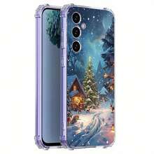 Funda a prueba de golpes de cuatro esquinas con escena de nieve navideña, compatible con iPhone 17air/16e/15/14/13/12/11 Pro/Pro max/plus, 12/13mini, X/XS/XSmax,  Galaxy A03/A04/A05S/A06/A12/A14/A15/A16/A21S/A24/A25/A26/A32/A34/A35/A54/A55, Note10/Note20, S20/S21/S22/S23 FE/S24 FE/S25Ultra/S25edge PLUS/ULTRA, funda de teléfono de TPU suave - transparente - Ver 9