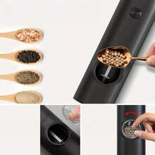 电动盐和胡椒研磨器，可充电式胡椒研磨器，配备 USB 充电线，陶瓷研磨头，自动填充式盐和胡椒研磨器，粗细可调，单手操作，非常适合厨房使用，是完美的节日礼物，厨房必备 | 现代厨房用具 | 耐用塑料 - 彩色 - 查看 7