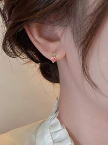 Cubic Zirconia Flower Design Stud Earrings Valentines,Mom,Mother,Mother's Day,Gift - Multicolor - View 11