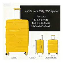 Set De Tres Maletas Cuenta Con Ruedas Giratorias 360 Amarillo - Amarillo - Ver 4