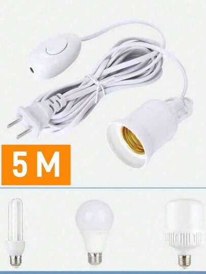 Zócalo de luz colgante 5M con cable de alimentación Con enchufe interruptor Zócalo de lámpara E27 Cable de luz