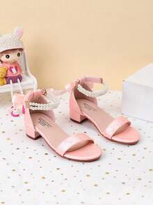 Summer New Arrival Printed Fabric Strap Girls High Heel Sandals, Girls' High Heel Dance Shoes For Student Performance And Daily Activities, Wedding Shoes - Pink - View 3