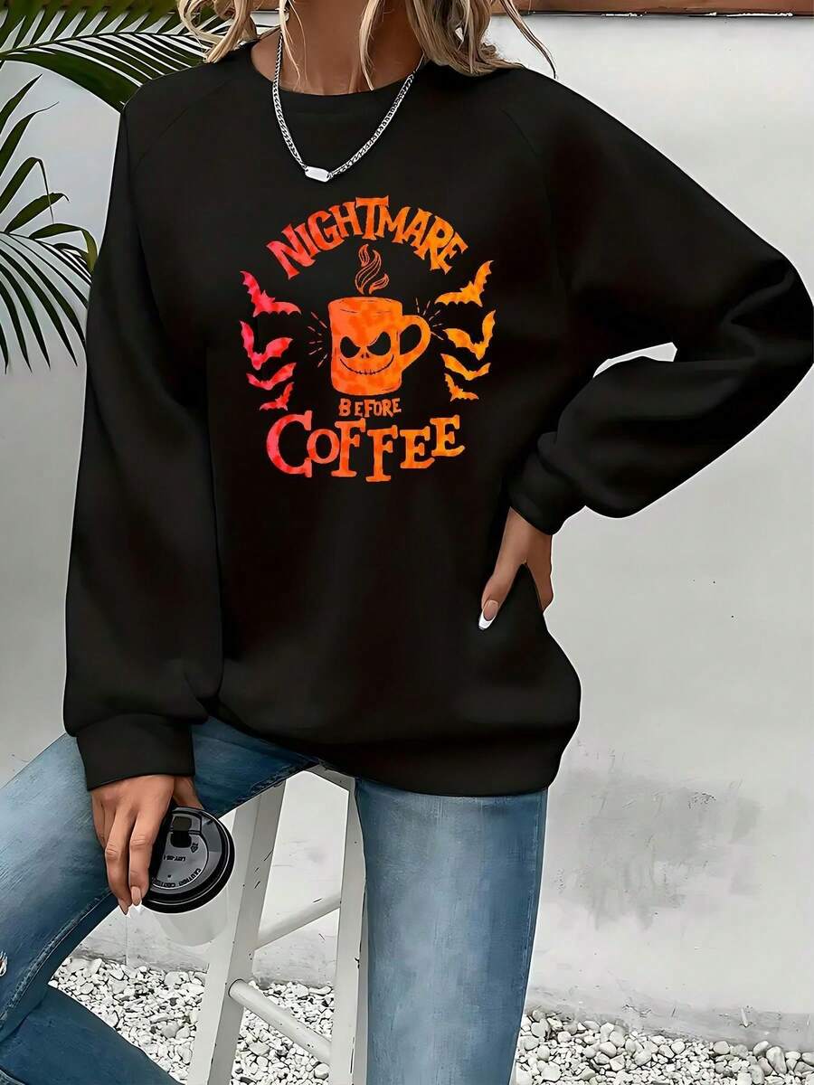 Nightmare Before Christmas Women's Sweatshirt -  & Sally Graphic, Cozy Round Neck Pullover For Fall Winter, Casual Clothing, Halloween & Everyday Outfits (Officially Licensed) - 黑色 - 查看 1