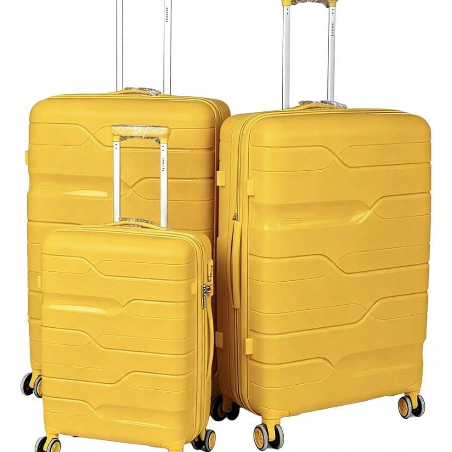 Set De Tres Maletas Cuenta Con Ruedas Giratorias 360 Amarillo - Amarillo - Ver 1