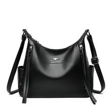 女士复古斜挎包 PU 皮革多功能手提包 可拆卸肩带 休闲托特包 女士日常约会 - 黑色 - 查看 13