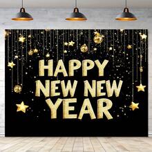 2D Flat 1 Pc, New Year Background Cloth Happy New Year Banner - Multifunctional Fabric, No Electricity Needed, Suitable For Festive Wall Decoration In Entrance, Room, Party - 1PCS - View 3