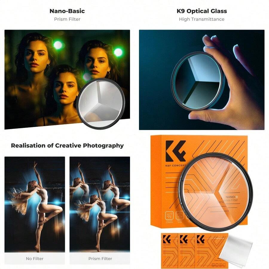 77mm Triangular Prism Lens Effect Filter Optical Glass Triple Prism ...