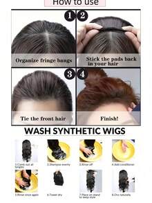 Păr sintetic, breton invizibil, perucă înaltă, dreptă, pieptene, extensii de păr false, accesorii pentru păr natural pentru femei, perucă