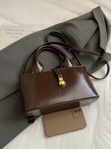 Fashionable Leather Elegant Shoulder Handbag, Tote & Crossbody Bag, Chic For Women, Autumn/Winter - Brown - View 9