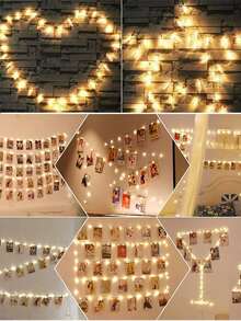 照片夹灯串 LED 仙女夹灯串 悬挂式照片灯串 电池供电 适用于礼品、庭院、卧室、婚礼、生日派对、万圣节节日装饰（不含电池）、返校季、情人节 - 彩色 - 查看 2