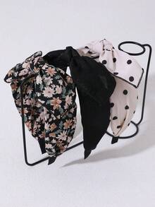 3件套女士时尚花朵、波点、兔耳朵造型发箍/发带，简约优雅风格，适合日常佩戴和节日场合，发箍，发圈，发饰，头饰 - 彩色 - 查看 6